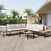 Patio Furniture Set with Loveseats, 4 Pieces Outdoor Sofa Set with Waterproof Cushions, Durable Iron-Wood Design for Garden, Backyard, Poolside - Sweatfully