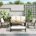 5 Pieces Outdoor Patio Conversation Set with 3-Seat Sofa, Cushions for Backyard, Poolside, Garden - Sweatfully