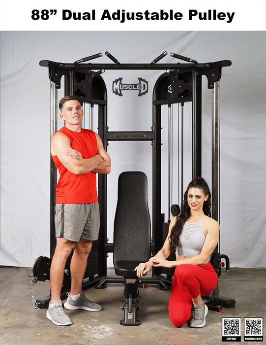 Megatron Dual Adjustable Pulley (88" & 95" height) - Muscle D Fitness - Functional Pull-Up Bar - Adjustable Height - Sweatfully