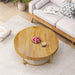 31.5" Modern round coffee table Wooden carving pattern coffee table with metal legs for living room reception room office Golden - Sweatfully