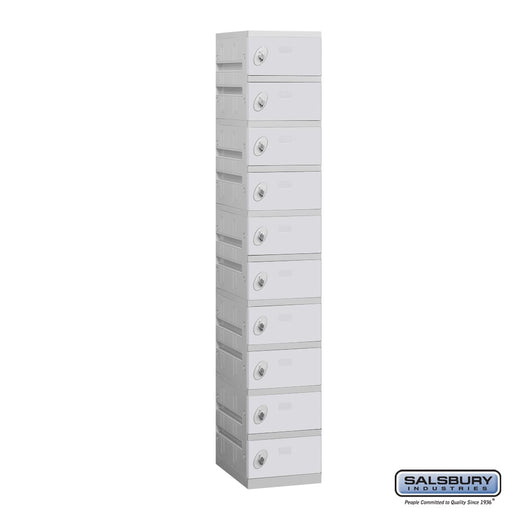 Salsbury 12" Wide Ten Tier Plastic Locker - 1 Wide - 6 Feet High - 18 Inches Deep - Gray - Unassembled - Sweatfully