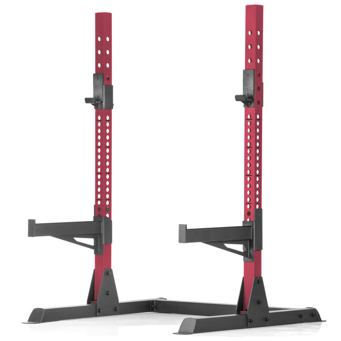XMARK Squat Rack Bench Press with Adjustable Safety Spotters XM-9050-RED-RACK - Sweatfully