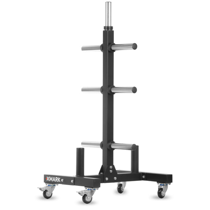 XMARK Commercial Olympic Weight Plate Tree on Castors with Dual Bar Holders XM-9055 - Sweatfully