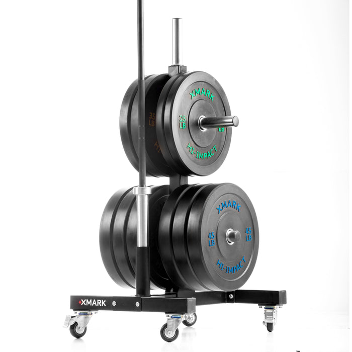 XMARK Commercial Bumper Plate Tree on Castors with Dual Bar Holders XM-9057 - Sweatfully