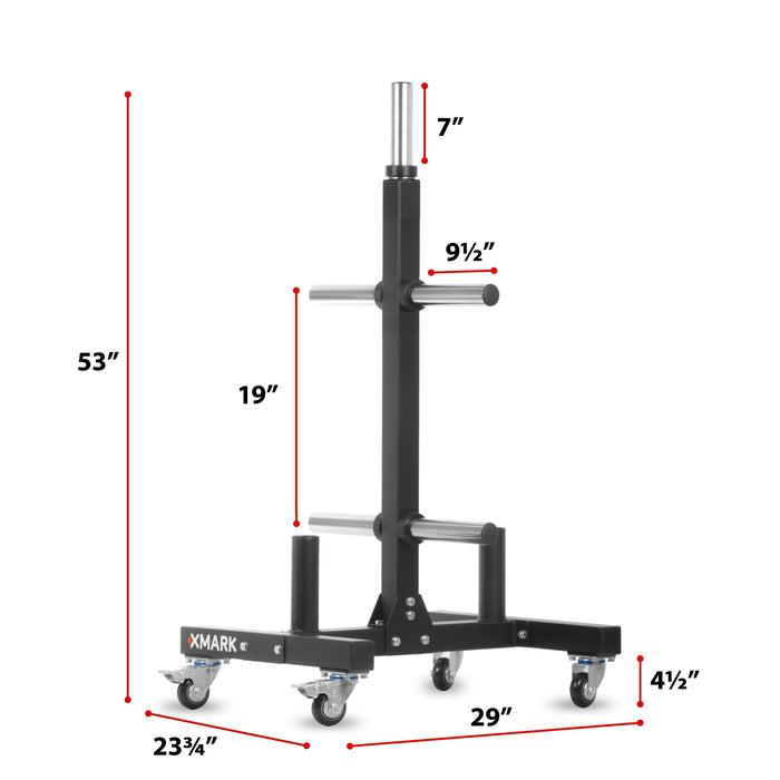 XMARK Commercial Bumper Plate Tree on Castors with Dual Bar Holders XM-9057 - Sweatfully