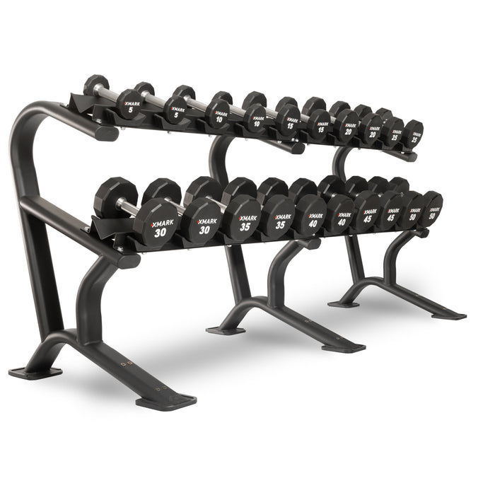 XMARK 12-Sided Commercial Urethane Dumbbells (5-50 lb and 5-75 lb Sets) XM-9104-3323-550S - Sweatfully