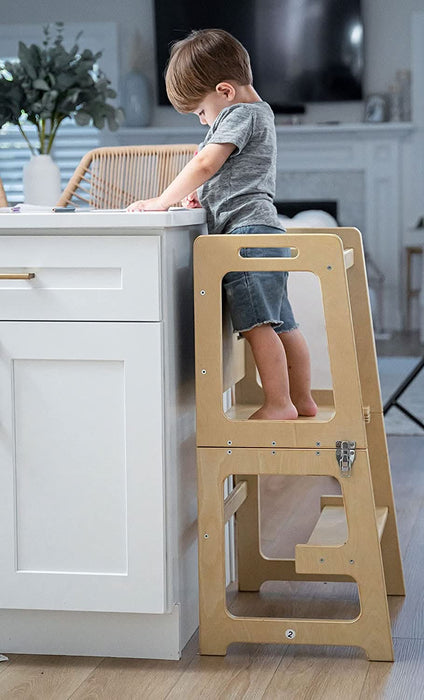 Date - 4 in 1 Kitchen Tower, Desk, Step Stool and Chalkboard - Sweatfully