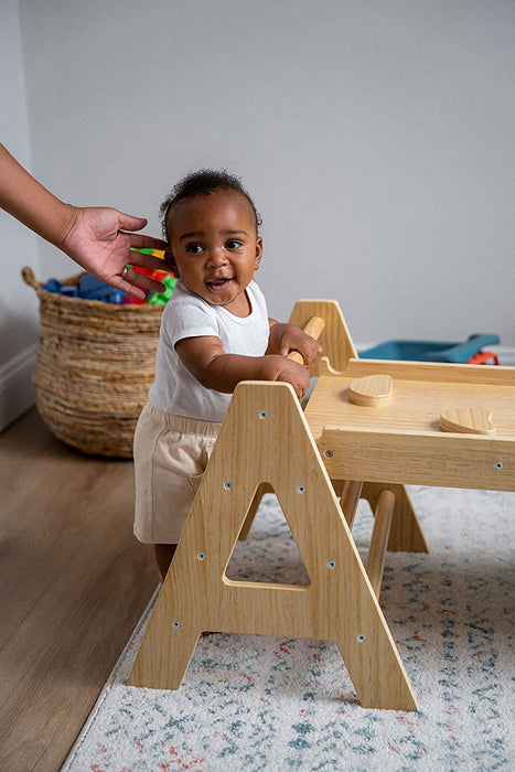 Maple - Wood Small Triangle Climbing Set with Ladder Slide and Rocker - Sweatfully