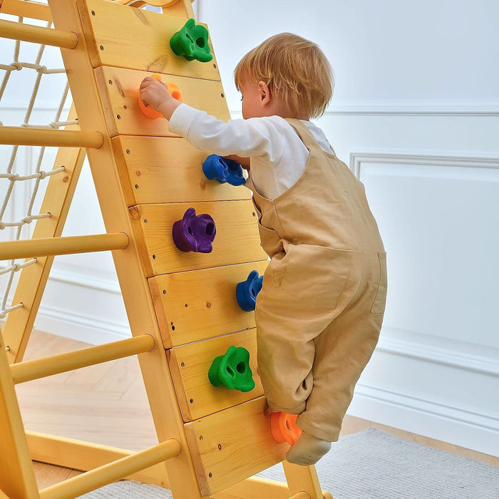 Chestnut 8-in-1 Jungle Gym for Toddlers | Indoor & Outdoor Wooden Playset - Sweatfully