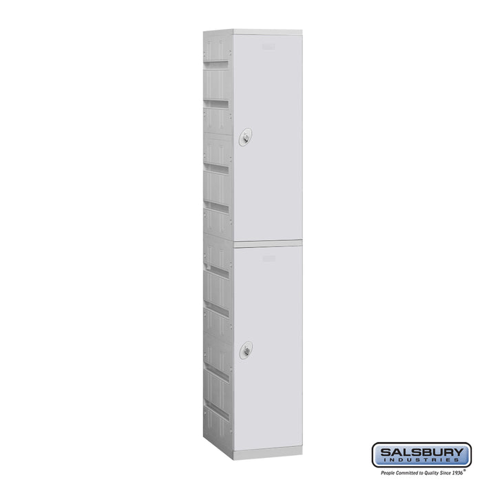 Salsbury 12" Wide Double Tier Plastic Locker - 1 Wide - 6 Feet High - 18 Inches Deep - Gray - Assembled - Sweatfully