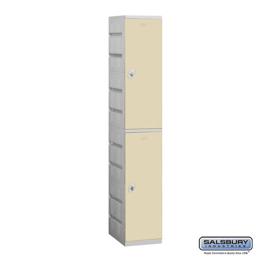 Salsbury 12" Wide Double Tier Plastic Locker - 1 Wide - 6 Feet High - 18 Inches Deep - Tan - Unassembled - Sweatfully