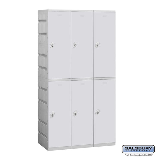 Salsbury 12" Wide Double Tier Plastic Locker - 3 Wide - 6 Feet High - 18 Inches Deep - Gray - Assembled - Sweatfully