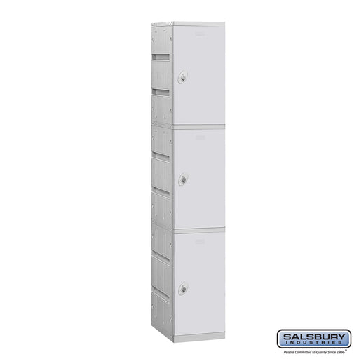Salsbury 12" Wide Triple Tier Plastic Locker - 1 Wide - 6 Feet High - 18 Inches Deep - Gray - Assembled - Sweatfully