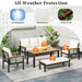 5 Pieces Outdoor Patio Conversation Set with 3-Seat Sofa, Cushions for Backyard, Poolside, Garden - Sweatfully