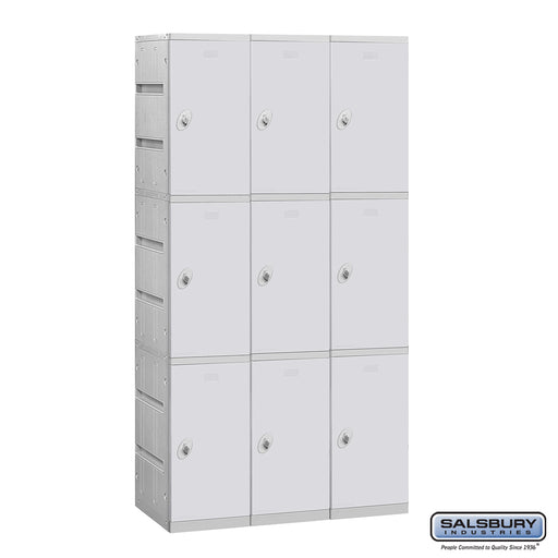 Salsbury 12" Wide Triple Tier Plastic Locker - 3 Wide - 6 Feet High - 18 Inches Deep - Gray - Assembled - Sweatfully