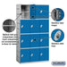 Salsbury 12" Wide Four Tier Plastic Locker - 3 Wide - 6 Feet High - 18 Inches Deep - Blue - Assembled - Sweatfully