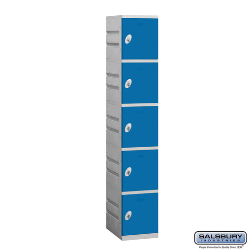 Salsbury 12" Wide Five Tier Plastic Locker - 1 Wide - 6 Feet High - 18 Inches Deep - Blue - Assembled - Sweatfully