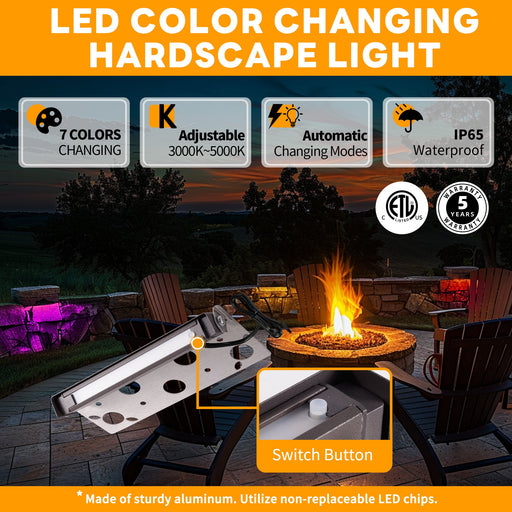 Gardenreet Hardscape Lights Low Voltage, RGBCW 5W LED Outdoor Step Lights, IP65 Waterproof Swivel Aluminum ORB for Retaining Wall Patio (9703E) - Sweatfully