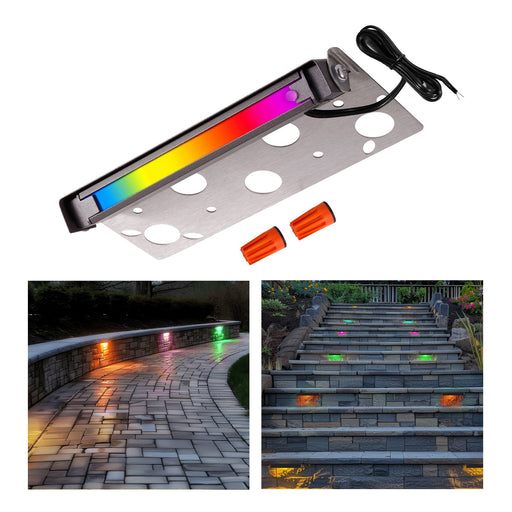 Gardenreet Hardscape Lights Low Voltage, RGBCW 5W LED Outdoor Step Lights, IP65 Waterproof Swivel Aluminum ORB for Retaining Wall Patio (9703E) - Sweatfully