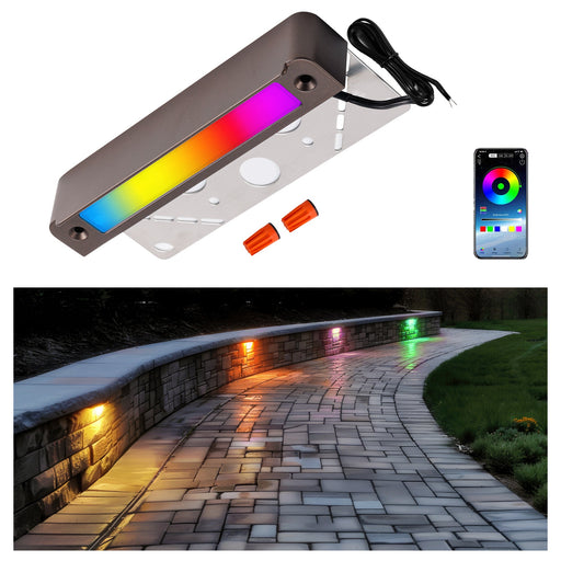 Gardenreet Smart Hardscape Lights Low Voltage, RGBCW 5W LED Outdoor Step Lights, IP65 Waterproof ORB Aluminum for Patio Retaining Wall (9703) - Sweatfully