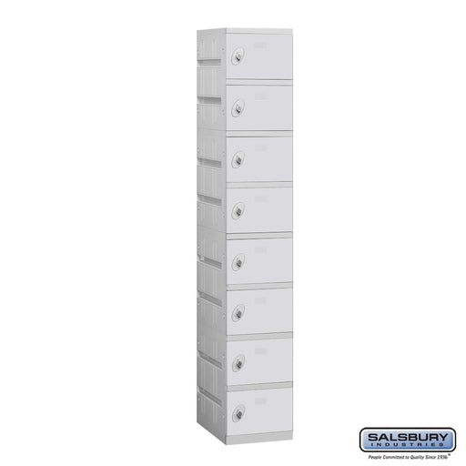 Salsbury 12" Wide Eight Tier Plastic Locker - 1 Wide - 6 Feet High - 18 Inches Deep - Gray - Unassembled - Sweatfully