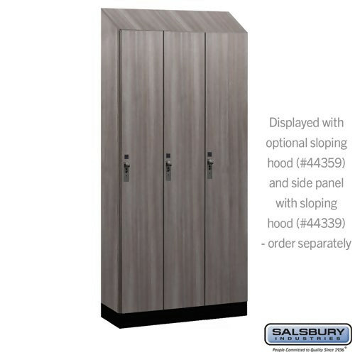 Salsbury 12" Wide Premier Wood Locker-Single Tier-3 Wide-6 Feet High-15" Deep-Skyline Walnut-Black Hasps - Sweatfully