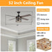 52" Mirelle Farmhouse Downrod Mount Reversible Ceiling Fan with Lighting and Remote Control - Sweatfully
