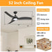 52" Industrial DC Motor Downrod Mount Reversible Ceiling Fan with LED Lighting and Remote Control - Sweatfully