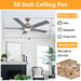 56" Genoa Farmhouse DC Motor Downrod Mount Reversible Ceiling Fan with Lighting and Remote Control - Sweatfully