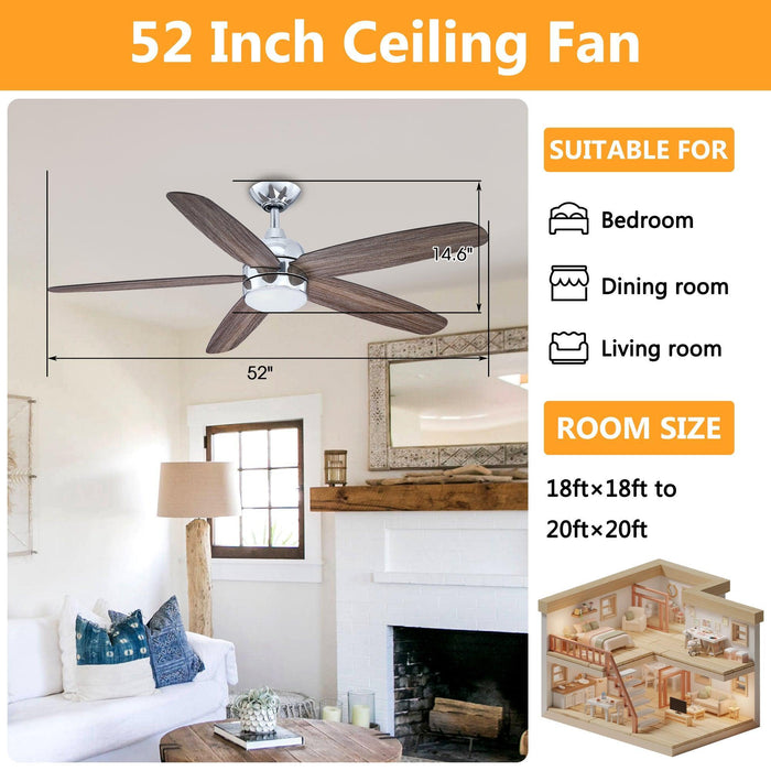 52" Dicken Farmhouse Downrod Mount Reversible Ceiling Fan with Lighting and Remote Control - Sweatfully