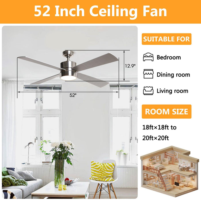 52" Bucholz Industrial Ceiling Fan with Dimmable LED Light - Sweatfully