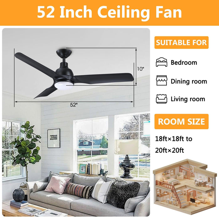 52" Cason Induatrial Downrod Mount Reversible Ceiling Fan with LED Lighting and Remote Control - Sweatfully