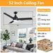 52" Cason Induatrial Downrod Mount Reversible Ceiling Fan with LED Lighting and Remote Control - Sweatfully