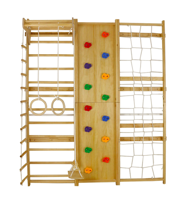 Walnut 9-in-1 Swedish Ladder Wall Gym | Indoor Wooden Climber & Activity Set for Kids - Sweatfully