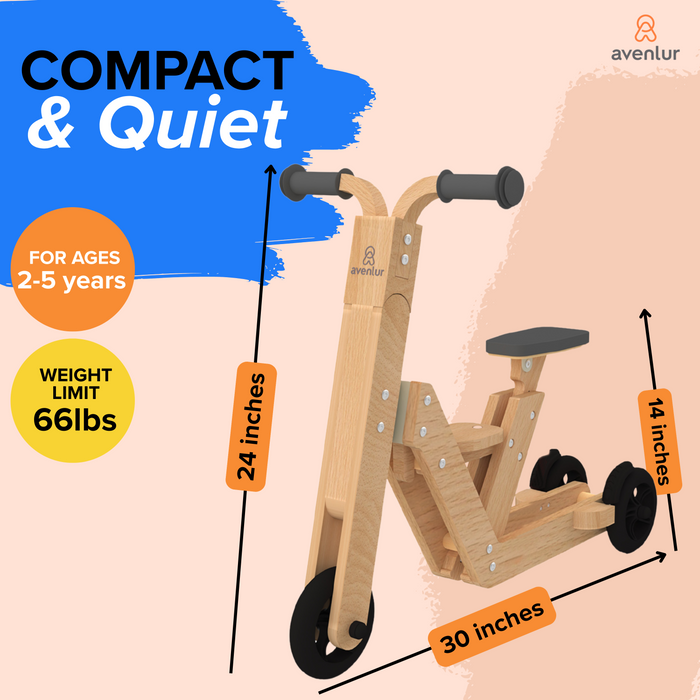 Juneberry 2-in-1 Wooden Scooter & Ride-On Toy for Toddlers - Sweatfully
