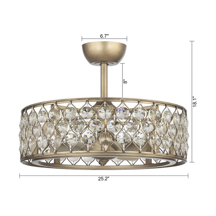 25" Modern Downrod Mount Crystal Fandelier with Lighting and Remote Control - Sweatfully