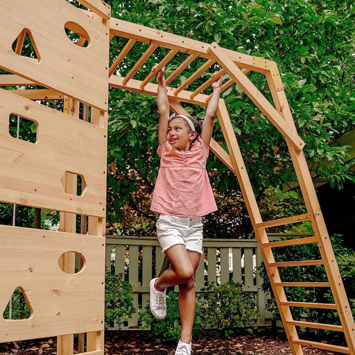 Avenlur Hawthorn XL Wooden Outdoor Playset – Slide, Swing, Climbing Wall & Monkey Bars | Backyard Playground Set for Kids - Sweatfully