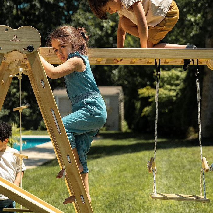 Chestnut 8-in-1 Jungle Gym for Toddlers | Indoor & Outdoor Wooden Playset - Sweatfully