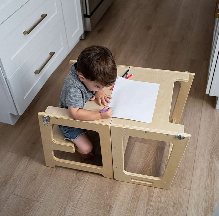 Date - 4 in 1 Kitchen Tower, Desk, Step Stool and Chalkboard - Sweatfully