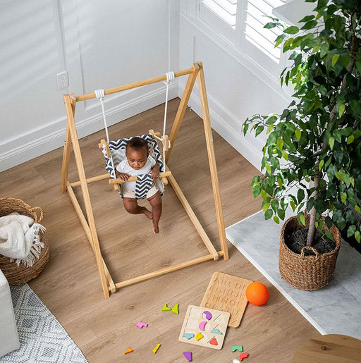 Spruce - Baby and Toddler Foldable Wooden Swing Set - Sweatfully