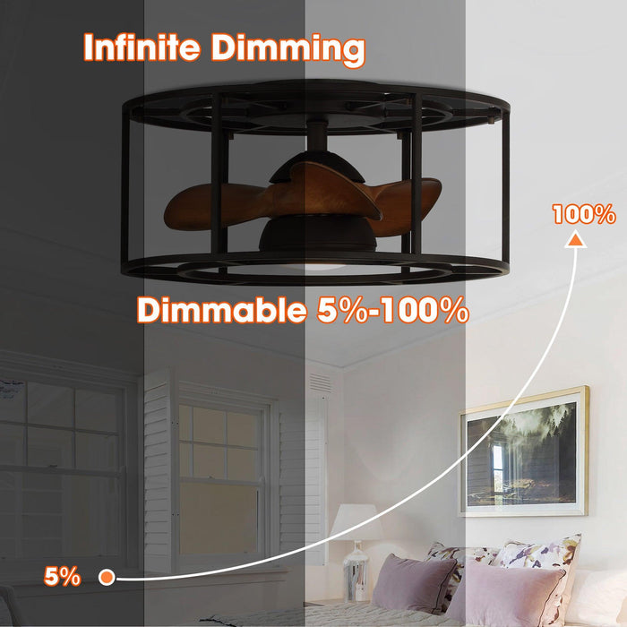 20" Kanpur Industrial Flush Mount Reversible Ceiling Fan with LED Lighting and Remote Control - Sweatfully