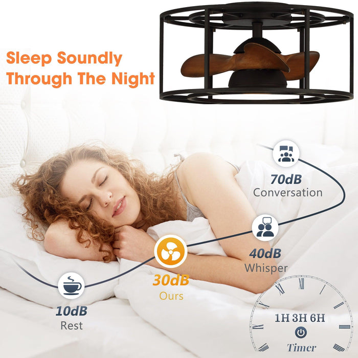 20" Kanpur Industrial Flush Mount Reversible Ceiling Fan with LED Lighting and Remote Control - Sweatfully