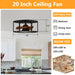 20" Kanpur Industrial Flush Mount Reversible Ceiling Fan with LED Lighting and Remote Control - Sweatfully