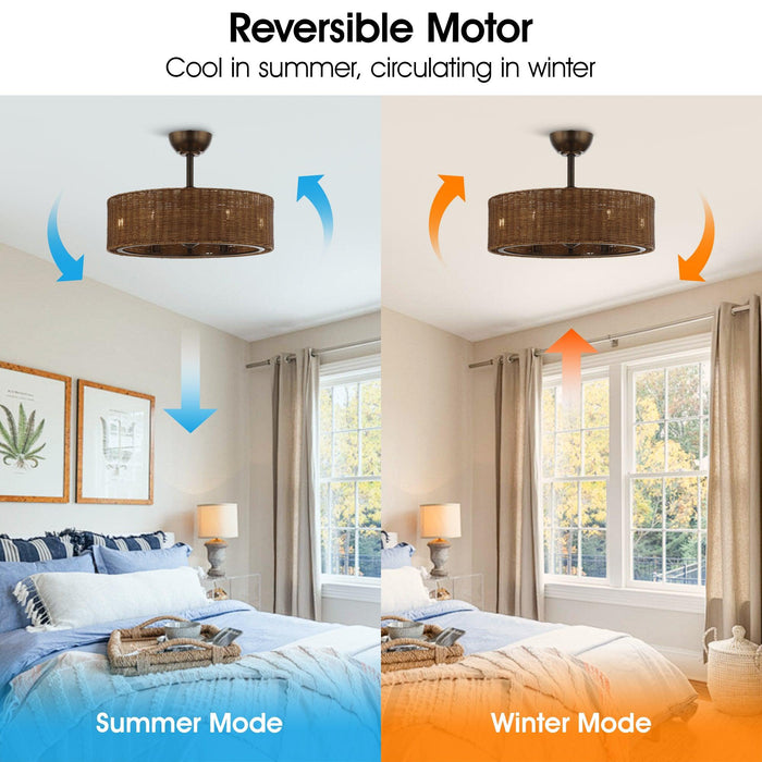 24" Farmhouse DC Motor Ceiling Fan with Lighting and Remote Control - Sweatfully