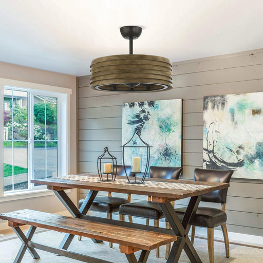 24" Farmhouse DC Motor Downrod Mount Reversible Fandelier Ceiling Fan with Lighting and Remote Control - Sweatfully