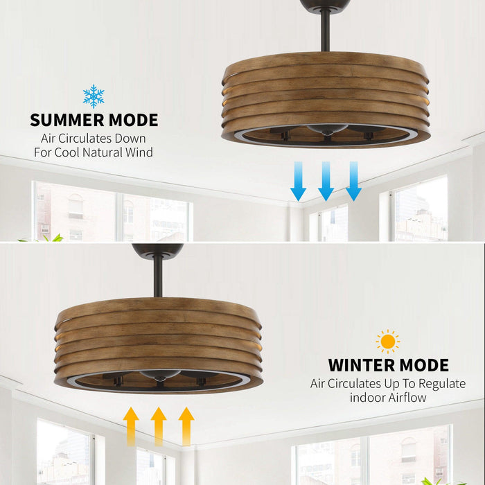 24" Farmhouse DC Motor Downrod Mount Reversible Fandelier Ceiling Fan with Lighting and Remote Control - Sweatfully