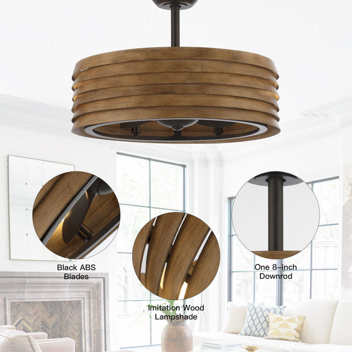 24" Farmhouse DC Motor Downrod Mount Reversible Fandelier Ceiling Fan with Lighting and Remote Control - Sweatfully
