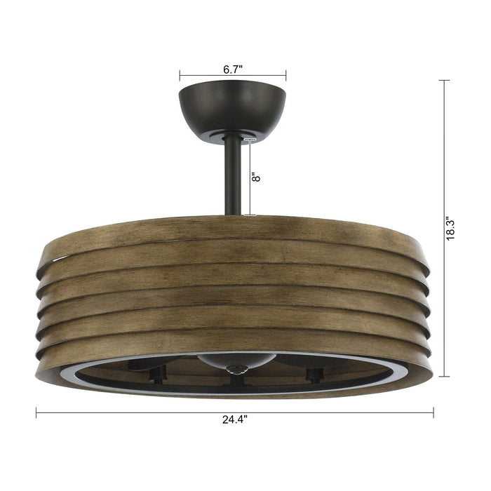 24" Farmhouse DC Motor Downrod Mount Reversible Fandelier Ceiling Fan with Lighting and Remote Control - Sweatfully
