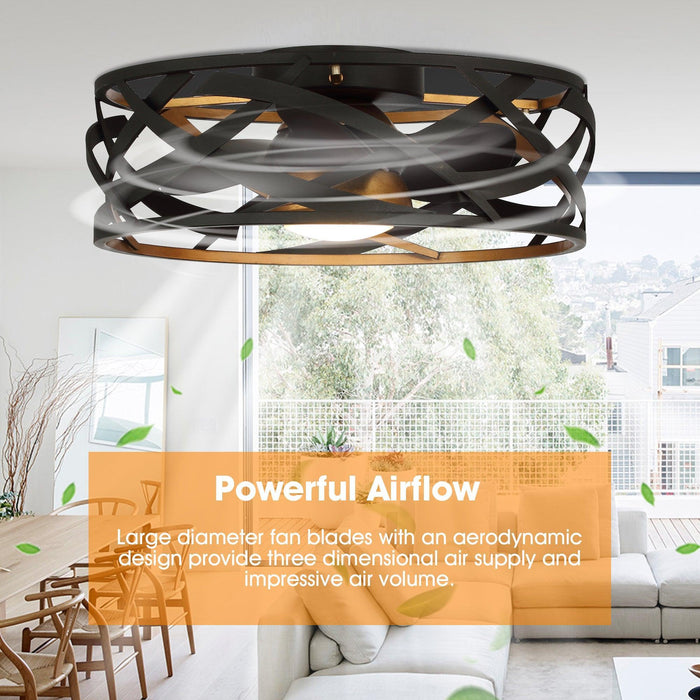 21" Ahmedabad Industrial DC Motor Flush Mount Reversible Ceiling Fan with LED Lighting and Remote Control - Sweatfully