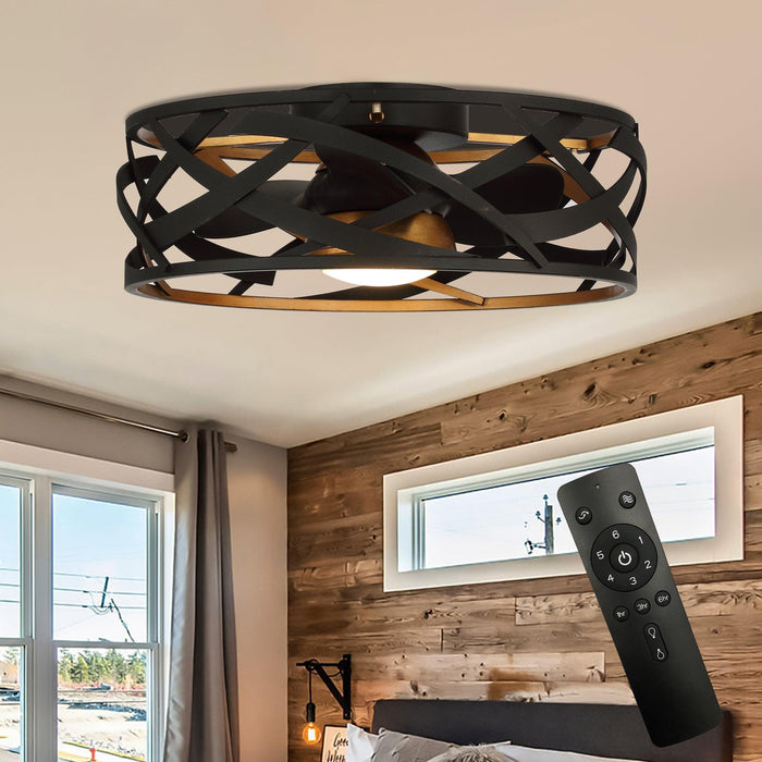21" Ahmedabad Industrial DC Motor Flush Mount Reversible Ceiling Fan with LED Lighting and Remote Control - Sweatfully